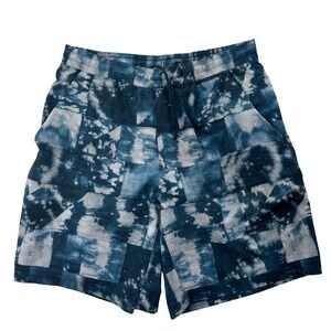 Lululemon Mens Shorts MED Blue Tie Dye Patchwork Drawstring Athletic Gym Running